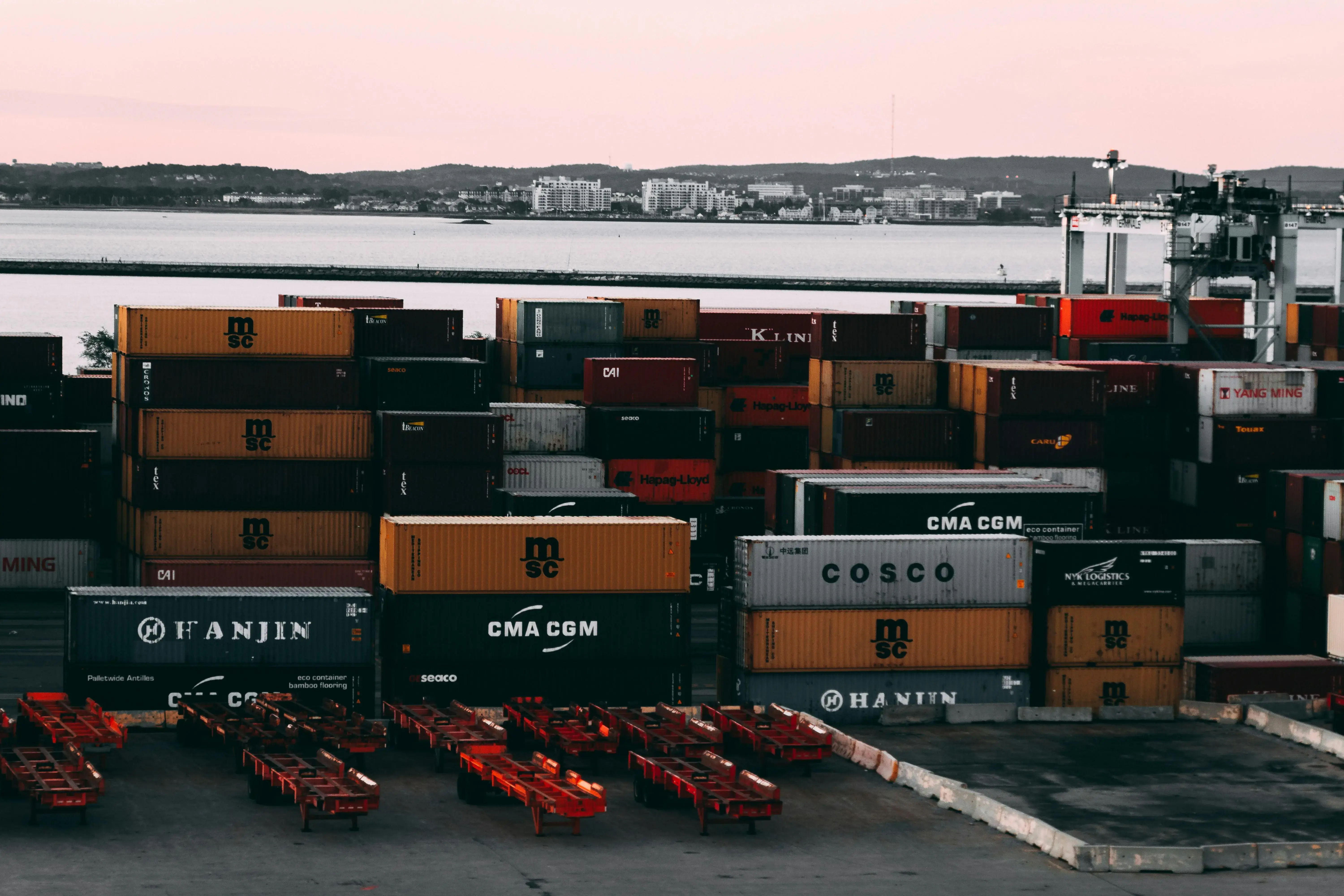Shipping containers stacked 
